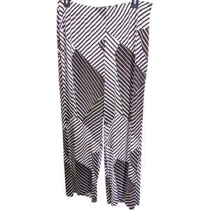 Chicos Travelers Womens Striped Print Palazzo Pants Size 3 US XL Brown Slinky
